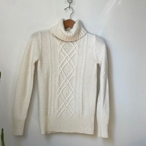 Wool Turtle Neck Cable Knit Sweater, J. Crew size XS